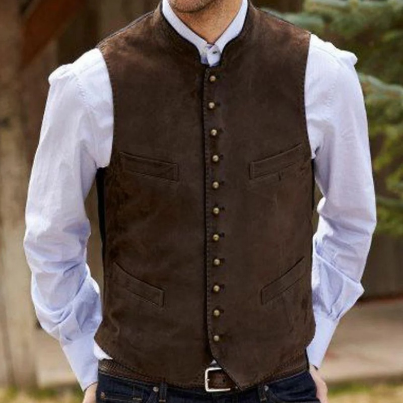 Formal Vest Waistcoat - Мужской жилет из кофейного замшевого бархата