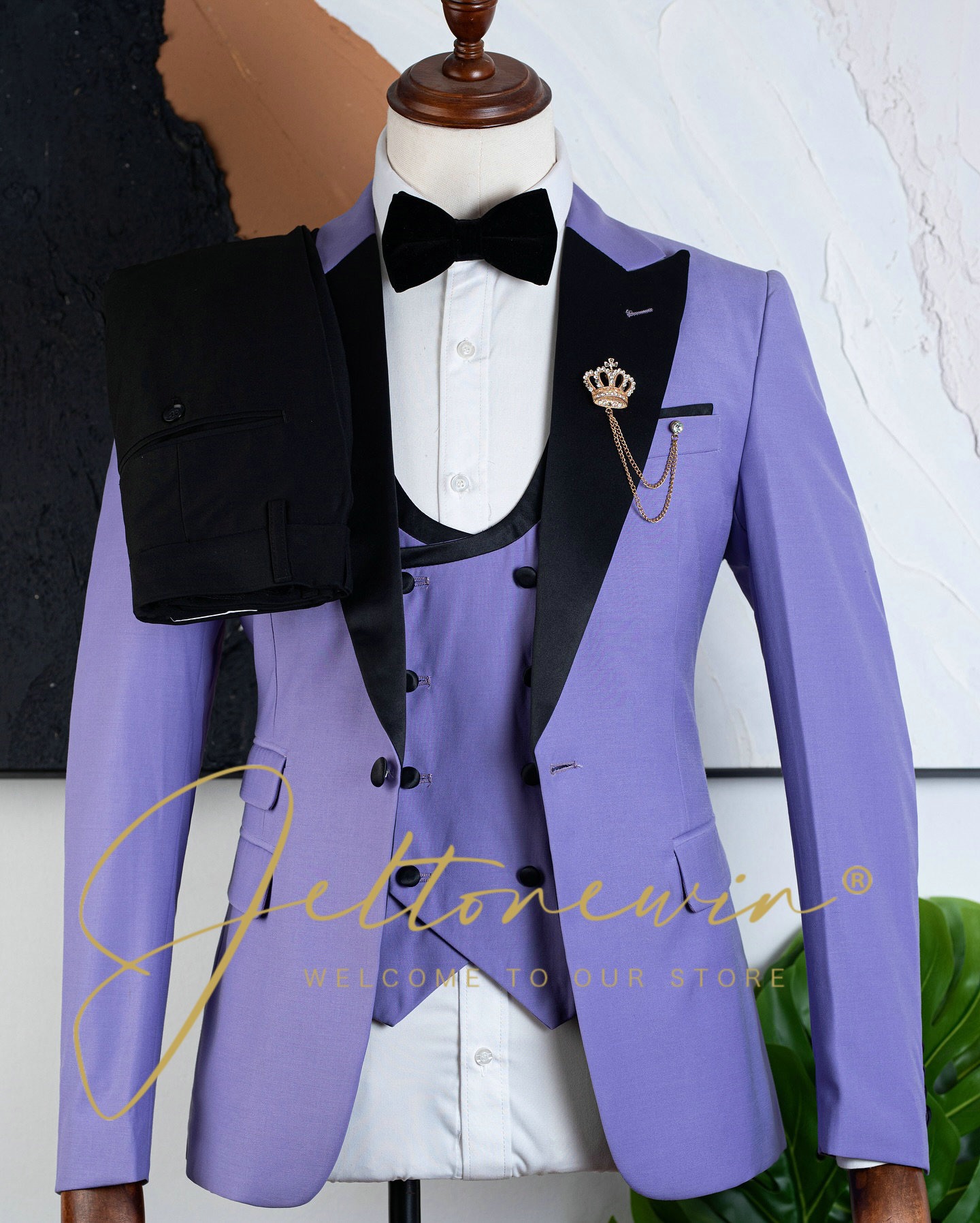 Men Formal Wear Purple - Мужской фиолетовый костюм-смокинг из трех предметов