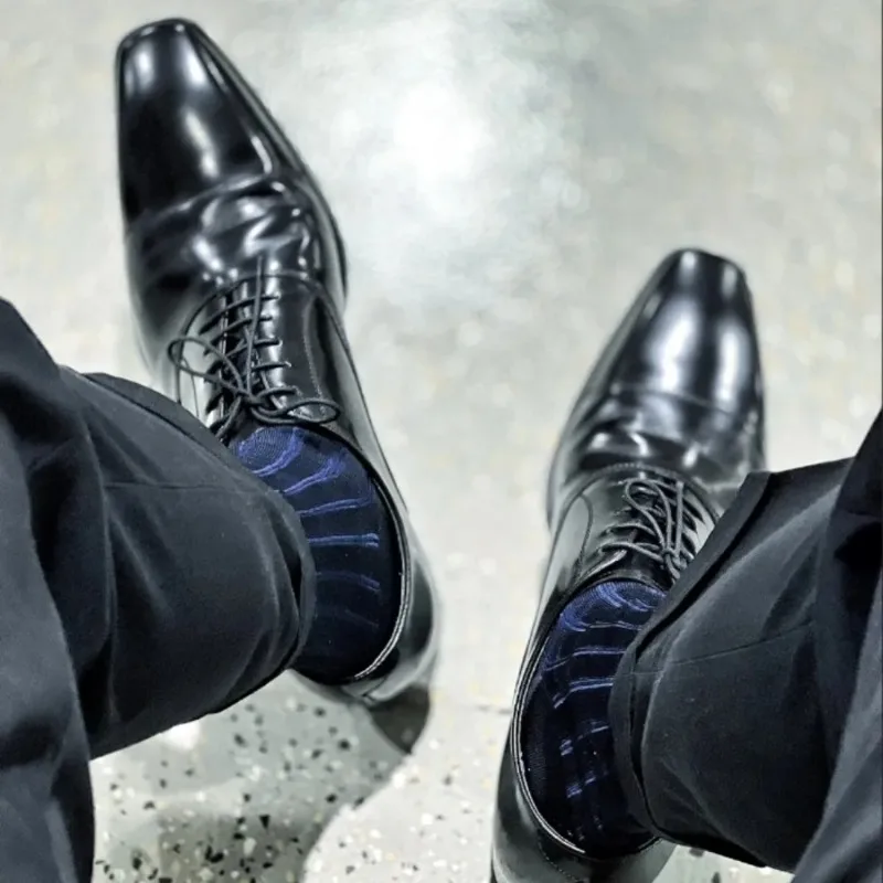 Young Men Formal Wear - Мужские полосатые носки, ультратонкие шелковые носки