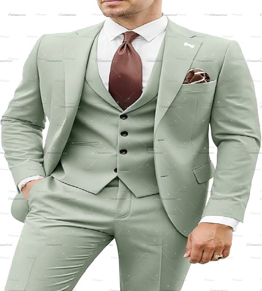 Unique Men'S Formal Wear - Элегантный мятно-зеленый мужской костюм, уникальный трехпредметный