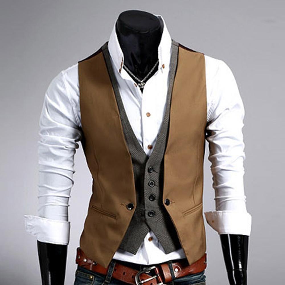 Formal Vest Waistcoat - Мужской жилет, деловой однотонный жилет на