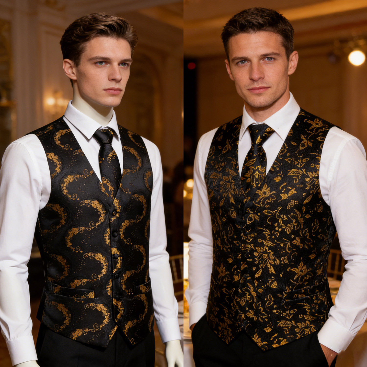 Мужской роскошный золотисто-че – обзор и цена Formal Vest Waistcoat