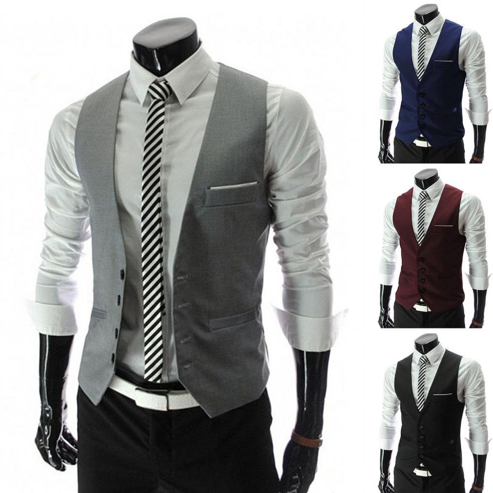 Мужской жилет, однобортный кос – обзор и цена Formal Vest Waistcoat